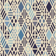 Geometric seamless pattern with rhombuses in blue colors. 