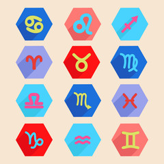 horoscope icon set in flat style, zodiac signs
