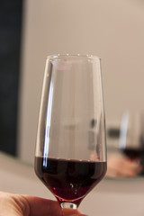 Glass of wine with lipstick 