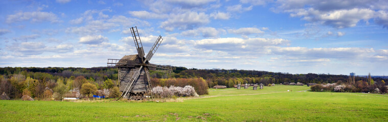 Fototapeta na wymiar Windmills in the spring