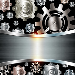 Abstract background metallic chrome silver with gears