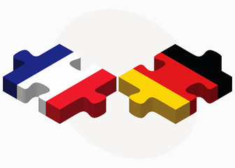 France and Germany Flags in puzzle