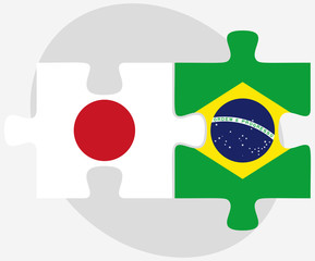 Japan and Brazil Flags in puzzle
