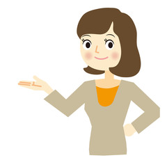 ビジネスウーマン　表情　こちら