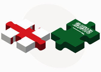 England and Saudi Arabia Flags in puzzle