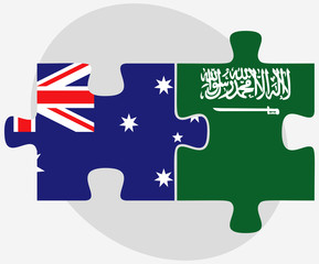 Australia and Saudi Arabia Flags in puzzle