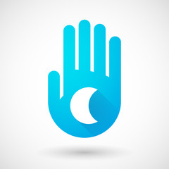 Obraz premium Blue hand icon with a moon
