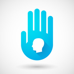 Blue hand icon with a male head