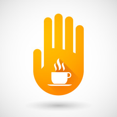 Orange hand icon with a coffee cup