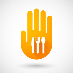 Orange hand icon with cutlery