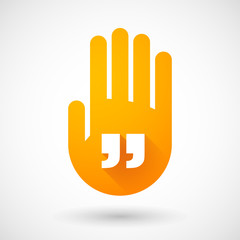 Orange hand icon with quotes