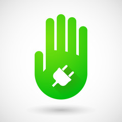 Green hand icon with a plug