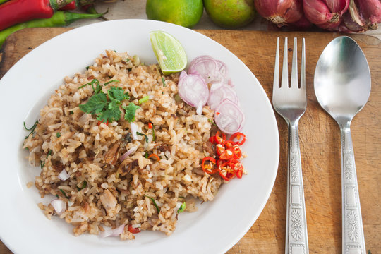 Fried rice with vegetables and ingredients, Thai cuisine