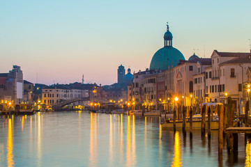 Fototapeta na wymiar Twilight of Grand Canal in Venice, Italy