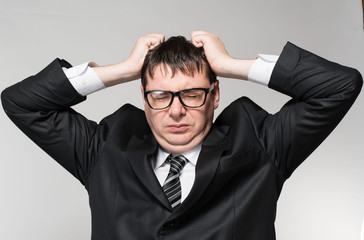 Anguished sad depressed lonely business man