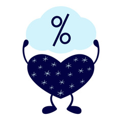 Winter heart with percent sign