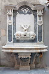 Famous fountain "Fountain of Schizzariello" in the center of Sor