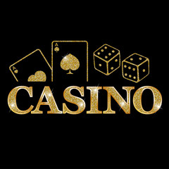 Casino - golden emblem or badge
