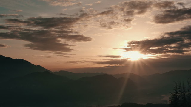 Ethereal time-lapse of a mountain morning view