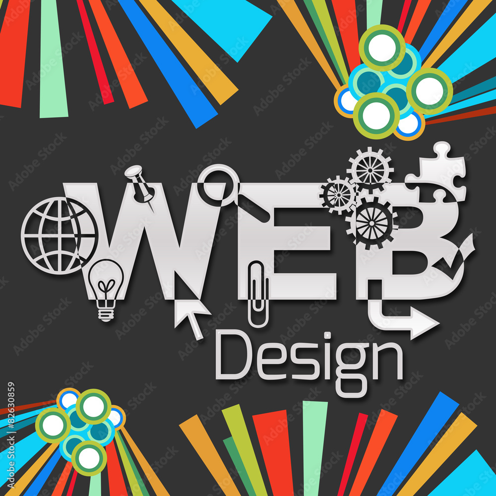 Wall mural web design dark colorful elements square