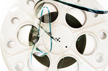 35 mm cinema movie reel with film detail