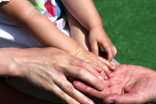 Women and children's hand