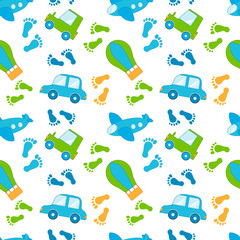 Seamless pattern with baby toys