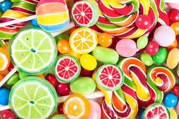 Foto op Plexiglas Snoepjes Kleurrijke lolly& 39 s en snoep