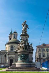 Fototapeta na wymiar The Monument to Cavour in Piazza Carlina in Turin