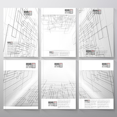 Technical construction with connected lines and dots.  Brochure