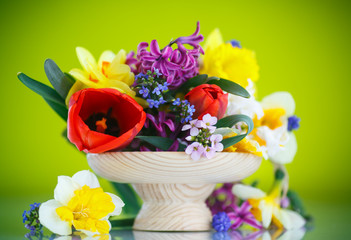 beautiful bouquet of spring flowers,