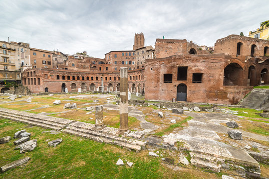 Panorama of the Trajan's Market in Rome, Italy