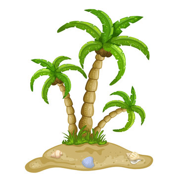 Illustration of a tropical island  with palm tree
