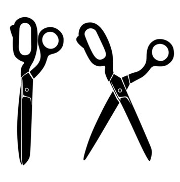 Silhouette image of opening and closing the scissors