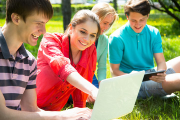 Group of students studying together