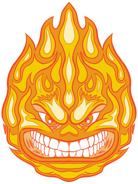 Angry Face Fireball Vector Clip Art Cartoon