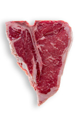 Uncooked T-Bone Steak Isolated on White Background