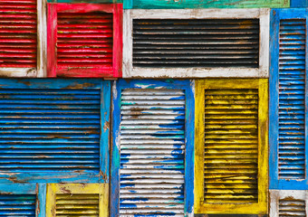 Abstract background of Multi-colored wooden windows