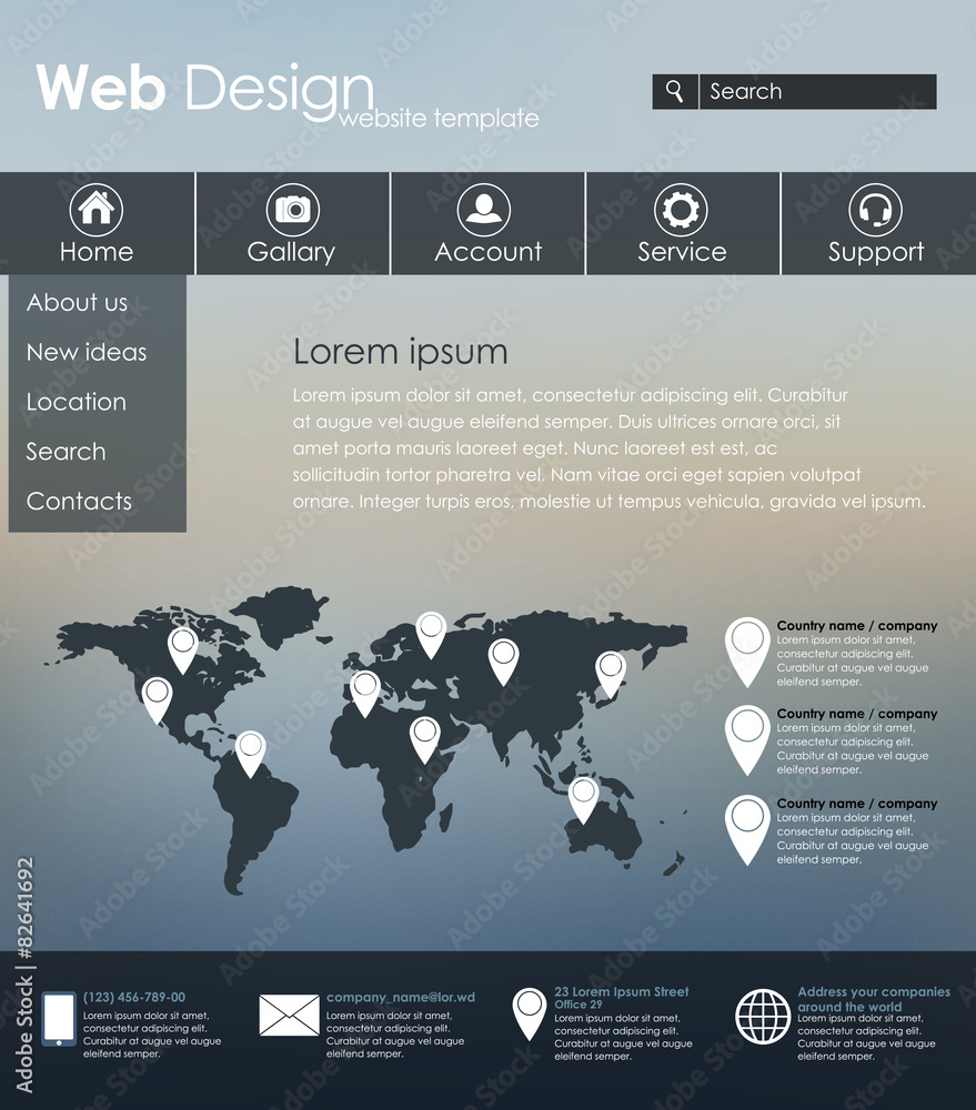 Aufkleber menu design for web site