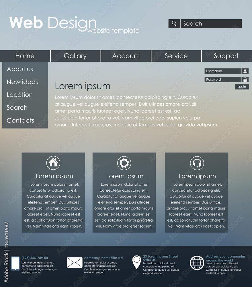 Aufkleber menu design for web site