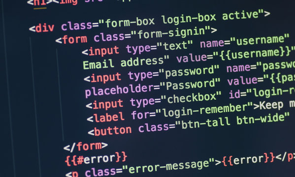 HTML code on computer screen