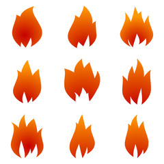 Red, orange vector fire icons