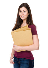 Caucasian woman hold with folder