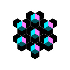 Geometric shapes from honeycombs, cubes, triangles, eps 10