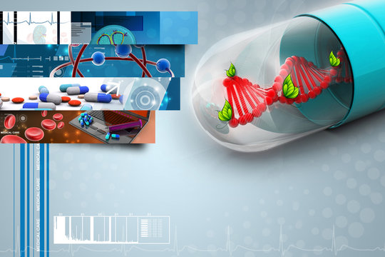 3d illustration of DNA inside the capsule