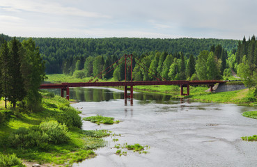 The automobile bridge through the river
