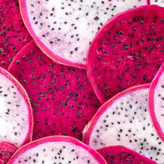 beautiful fresh sliced red and white dragon fruit  as background
