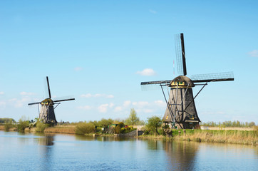 The picturesque landscape with aerial Mill on the channel in Kin