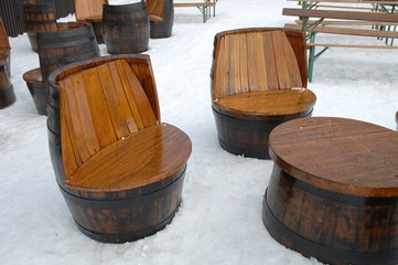 Wooden unique seats and table