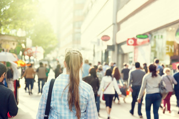 young woman on street of London